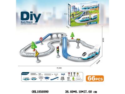 DIY拼装电动轨道车 带音乐 66PCS 2*AAA不包电_OBL1856990