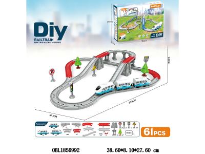 DIY拼装电动轨道车 带音乐 61PCS 2*AAA不包电_OBL1856992