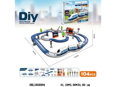 DIY拼装电动轨道车 带音乐 104PCS 2*AAA不包电_OBL1856994
