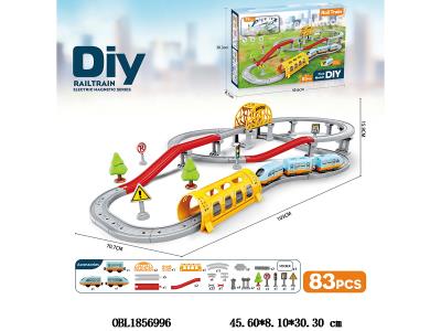 DIY拼装电动轨道车 带音乐 83PCS 2*AAA不包电_OBL1856996