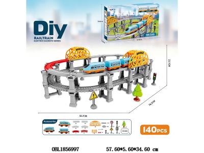 DIY拼装电动轨道车 带音乐 140PCS 2*AAA不包电_OBL1856997