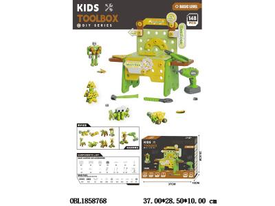 益智拼装螺丝积木套装 配电钻 2*AA不包电 148PCS_OBL1858768