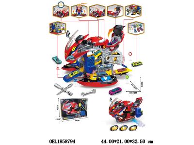 DIY拼装摩托车/发动机套装 带灯光音效喷雾 发动机3*AG13包电 车3*AAA不包电_OBL1858794