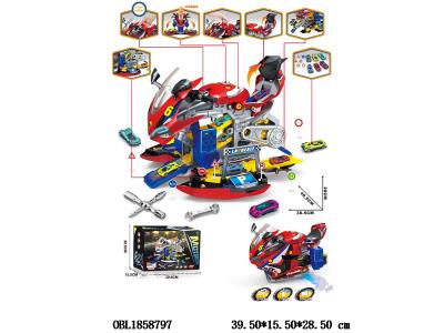 DIY拼装摩托车/发动机套装 带灯光音效喷雾 发动机3*AG13包电 车3*AAA不包电_OBL1858797