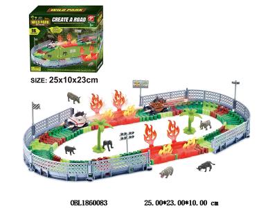 电动积木轨道车套装 配2只车带灯光 各1*AA不包电_OBL1860083