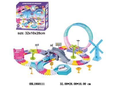 电动积木轨道车套装 配1只独角兽车带灯光 1*AA不包电_OBL1860111