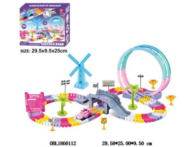 电动积木轨道车套装 配1只独角兽车带灯光 1*AA不包电_OBL1860112