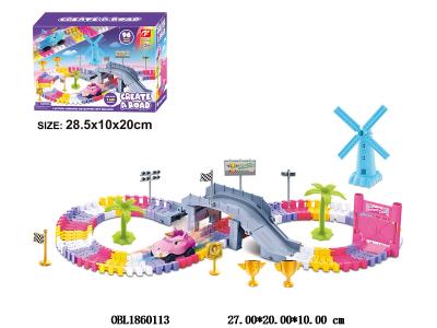 电动积木轨道车套装 配1只独角兽车带灯光 1*AA不包电_OBL1860113