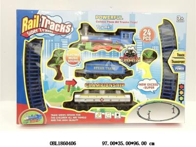 电动轨道火车套装带灯光音乐 2*AA不包电_OBL1860406