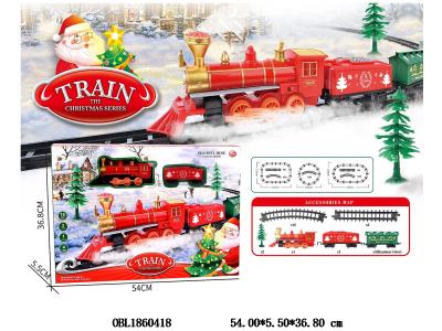 电动圣诞轨道火车套装带灯光音乐 2*AA不包电_OBL1860418