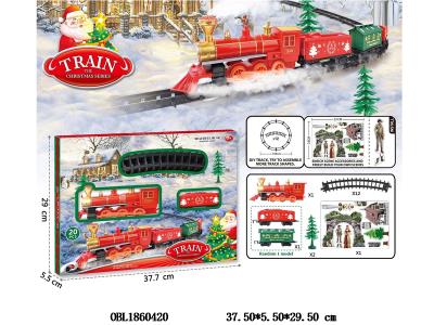 电动圣诞轨道火车套装带灯光音乐 2*AA不包电_OBL1860420