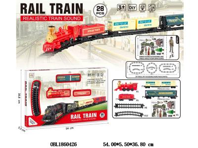 电动轨道火车套装带灯光音乐 2*AA不包电_OBL1860426