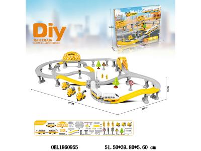 DIY拼装电动轨道列车 带音乐 128PCS 2*AAA不包电_OBL1860955