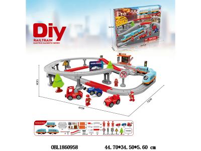 DIY拼装电动轨道列车 带音乐 85PCS 2*AAA不包电_OBL1860958