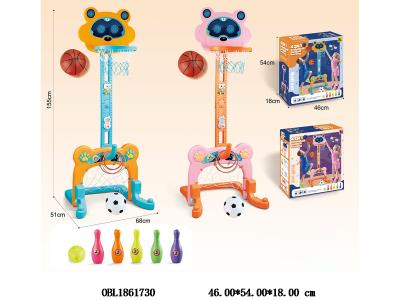 四合一可调室内篮球架套装 2色混装_OBL1861730