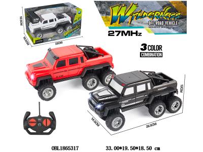 四通遥控车带灯光 车身4*AA不包电 遥控器2*AA不包电 27频率 3色混装_OBL1865317