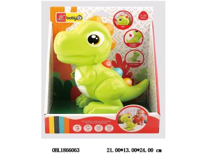 绿色益智多功能恐龙带灯光音乐 2*AA不包电_OBL1866063