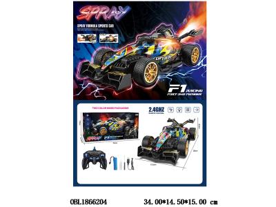 遥控F1赛车带灯光喷雾 配USB线 车身3.7V锂电池包电 遥控器2*AA不包电 2.4G频率 2色混装_OBL1866204