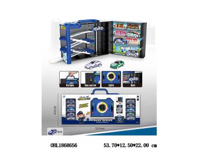 录音机型警车停车场套装 配10只滑行小车_OBL1868656