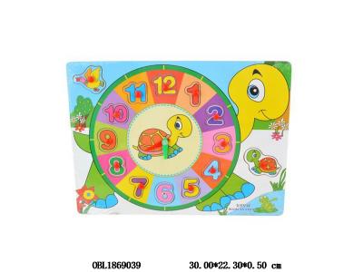 木制乌龟时钟抓手拼图_OBL1869039