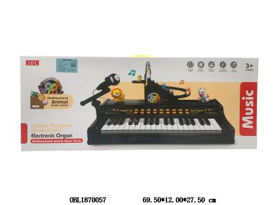 多功能教学电子琴/爬梯轨道2合1配USB线 麦克风 2色混装 4*AA不包电_OBL1870057