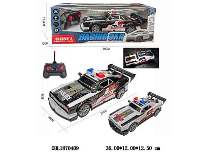 五通透光车壳遥控警车 车身4*AA不包电 遥控器2*AA不包电 27频率 2色混装_OBL1870409