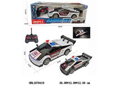 五通透光车壳遥控警车 车身4*AA不包电 遥控器2*AA不包电 27频率 2色混装_OBL1870419