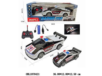 五通透光车壳遥控警车 配USB线 车身3.7V锂电池包电 遥控器2*AA不包电 27频率 2色混装_OBL1870421