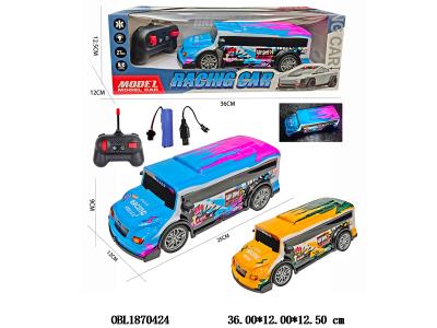 五通透光车壳遥控校巴车 配USB线 车身3.7V锂电池包电 遥控器2*AA不包电 27频率 2色混装_OBL1870424