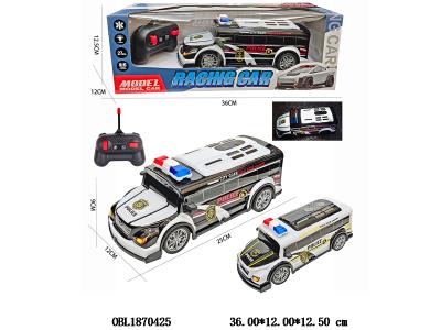 五通透光车壳遥控警车 车身4*AA不包电 遥控器2*AA不包电 27频率 2色混装_OBL1870425