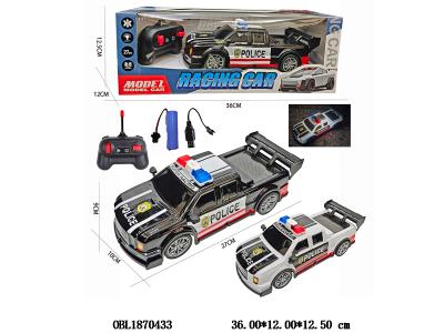 五通透光车壳遥控警车 配USB线 车身3.7V锂电池包电 遥控器2*AA不包电 27频率 2色混装_OBL1870433