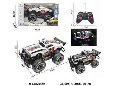 1:14透光车壳遥控警车 车身4*AA不包电 遥控器2*AA不包电 27频率 2色混装_OBL1870439