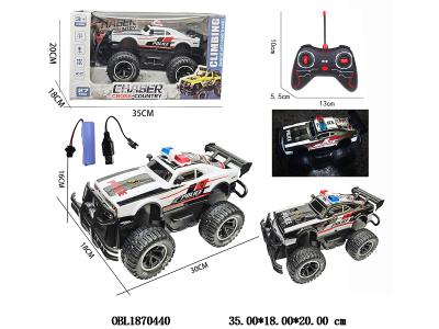 1:14透光车壳遥控警车 配USB线 车身3.7V锂电池包电 遥控器2*AA不包电 27频率 2色混装_OBL1870440