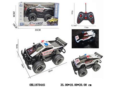 1:14透光车壳遥控警车 车身4*AA不包电 遥控器2*AA不包电 27频率 2色混装_OBL1870445