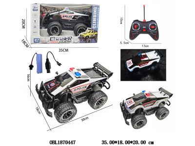 1:14透光车壳遥控警车 配USB线 车身3.7V锂电池包电 遥控器2*AA不包电 27频率 2色混装_OBL1870447