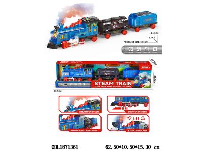 惯性蒸汽火车带灯光声音喷雾 4*AA不包电_OBL1871361