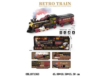 惯性蒸汽火车带灯光声音喷雾 4*AA不包电_OBL1871363