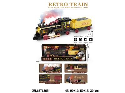 惯性蒸汽火车带灯光声音喷雾 4*AA不包电_OBL1871365