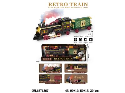 惯性蒸汽火车带灯光声音喷雾 4*AA不包电_OBL1871367