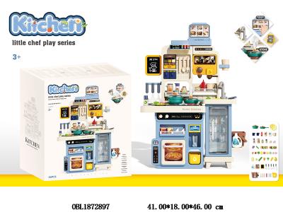 厨具台套装 带灯光音乐 喷雾 可出水 煤气炉3粒AA/油烟机2粒AA/触屏点餐机2粒AA不包电_OBL1872897