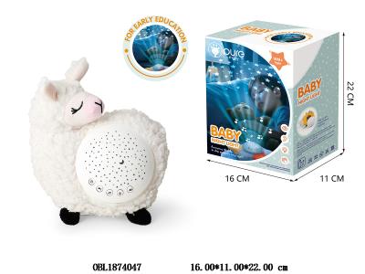 婴儿毛绒安抚羊驼带灯光音乐投影 3*AA不包电_OBL1874047