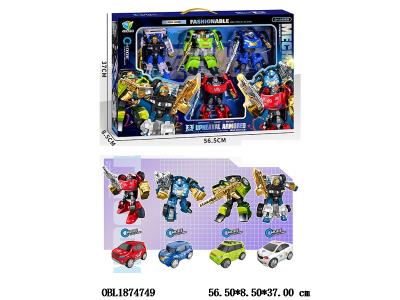 4只装 汽车变形机器人套装 4色混装_OBL1874749