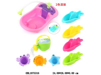 浴盆戏水洗澡套装 按压出水 2色混装 PE袋_OBL1875316