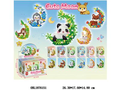 中英文版益智积木 月亮动物公仔 6款混装 6小盒装一展示盒_OBL1876151