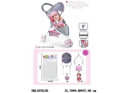 公仔自装EVA轮铁制推车配16寸空身娃娃 主体衣服1款1色_OBL1878136