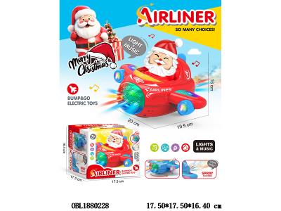 圣诞老人电动万向飞机带灯光音乐喷雾 3*AA不包电_OBL1880228