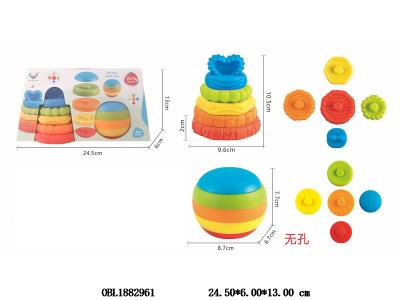 10只装软胶彩色桃心形拼装球叠叠乐套装 叠叠乐带bb声_OBL1882961