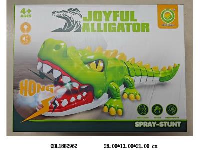 遥控鳄鱼带灯光声音喷雾配USB线 机身3.7V锂电池包电 遥控器2*AA不包电_OBL1882962