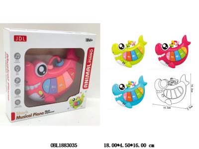 多功能鲨鱼音乐电子琴 带灯光音乐 2色混装 2*AA不包电_OBL1883035