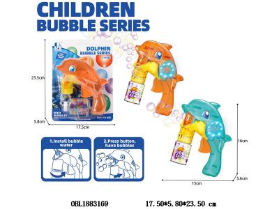 惯性海豚泡泡枪带灯光配70ML泡泡水 2*AG3包电 2色混装_OBL1883169